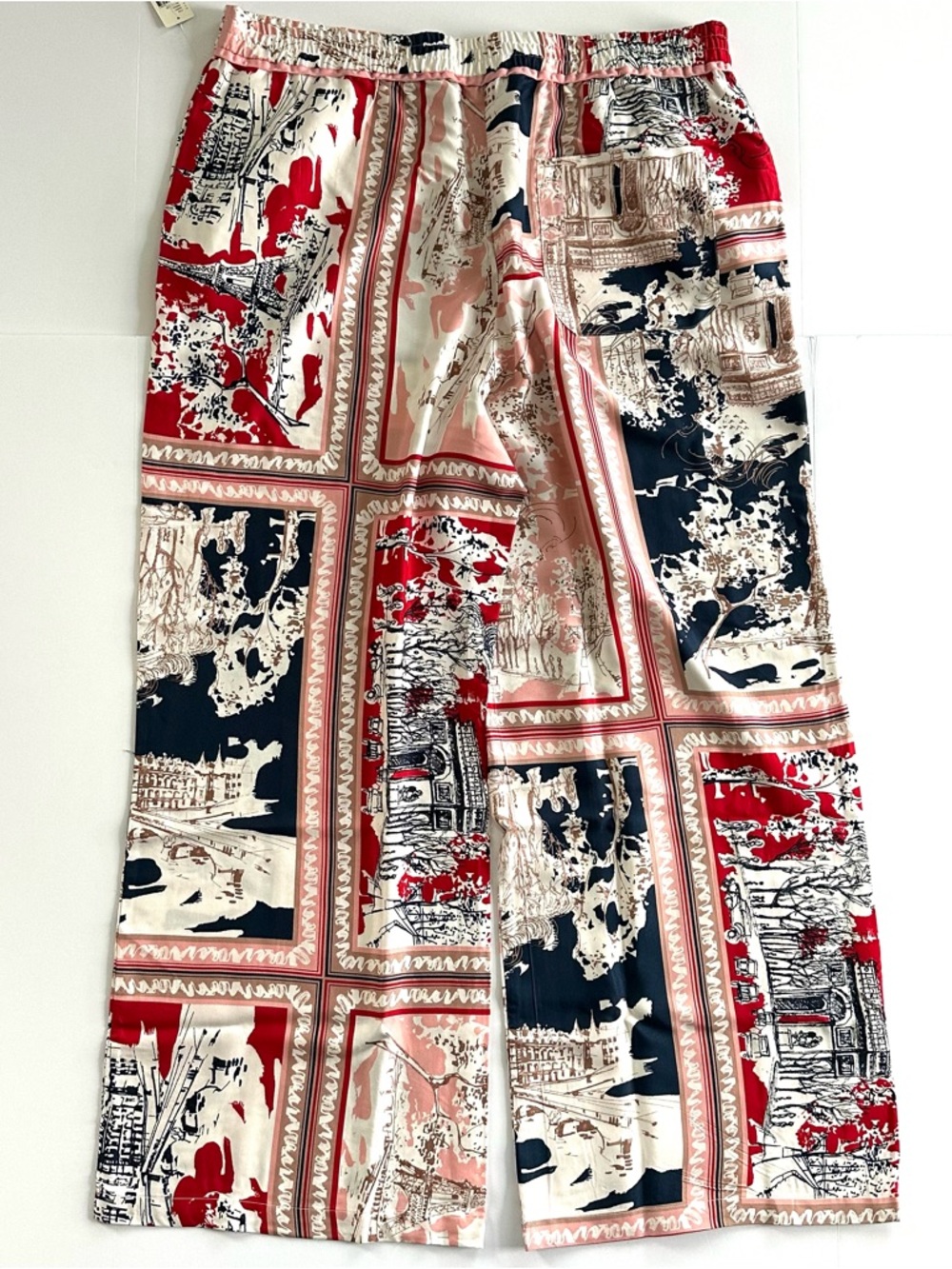 Maeve by Anthropologie Brooklin Wide Leg Pull On Pants in Red Pattern | XL | NWT - Picture 4 of 14